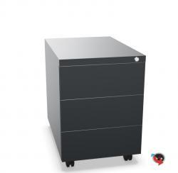 Stahl Rollcontainer- Design - ohne Griffmulde - 3 Schübe - schwarz -60 cm tief - Teleskopschiene - Lieferzeit ca-4-6 Wochen !